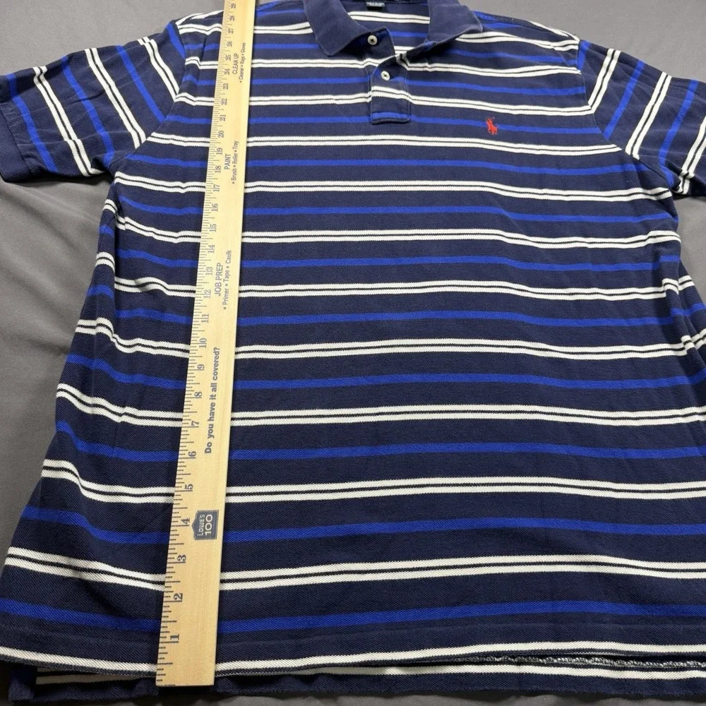 Polo Ralph Lauren Polo Shirt Mens XL‎ Blue White Striped Pony Logo Casual